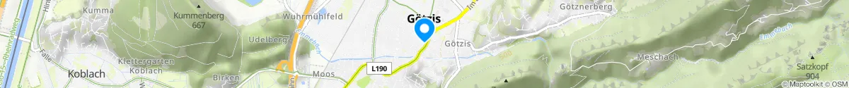 Kartendarstellung des Standorts für Kreuz-Apotheke in 6840 Götzis